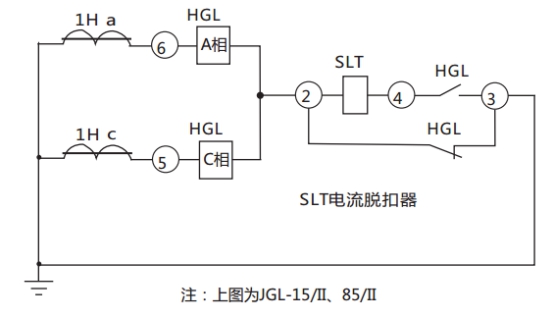 JGL-82/Ⅱ二相靜態(tài)反時限過流繼電器典型應(yīng)用接線圖