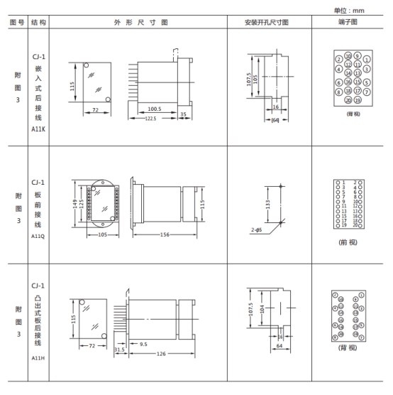 JL8-23集成電路電流繼電器繼電器外形尺寸及開孔尺寸