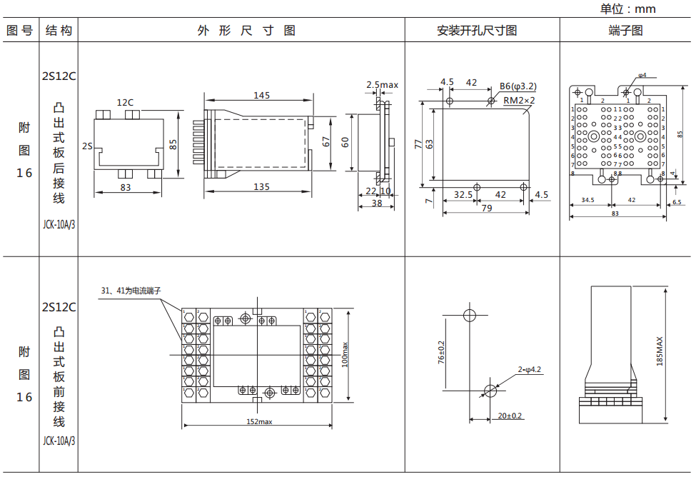 DZ-700E中間繼電器外形及開(kāi)孔尺寸