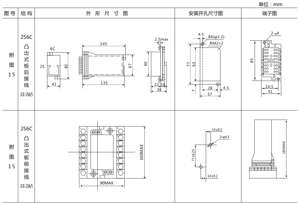 DZS-12CE/S直流回路監(jiān)視繼電器外形結(jié)構(gòu)及安裝開孔尺寸