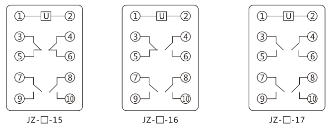 JZY（J)-204A-D靜態(tài)中間繼電器內(nèi)部接線圖及外引接線圖