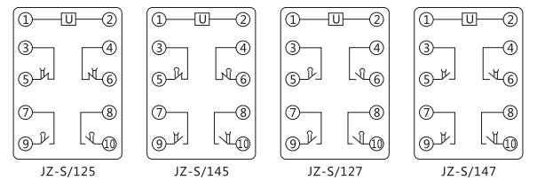 JZ-S/342靜態(tài)可調(diào)延時(shí)中間繼電器內(nèi)部接線圖及外引接線圖